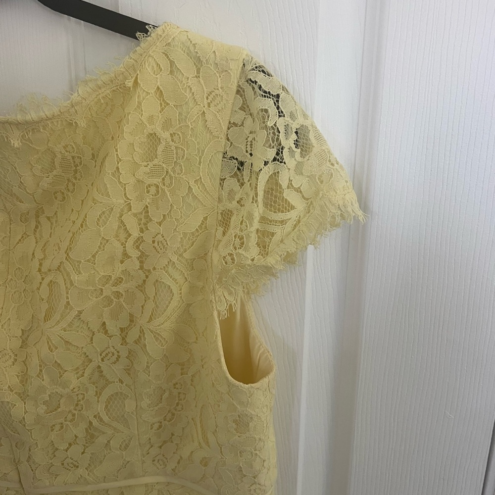 Boston Proper Pale Yellow Lace Midi Dress - Picture 8 of 9